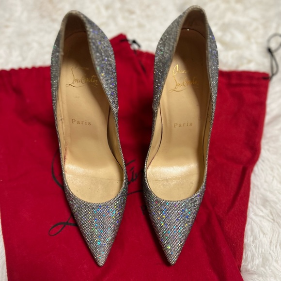 Silver Sparkly Glitter Christian Louboutin Heels - Picture 3 of 8